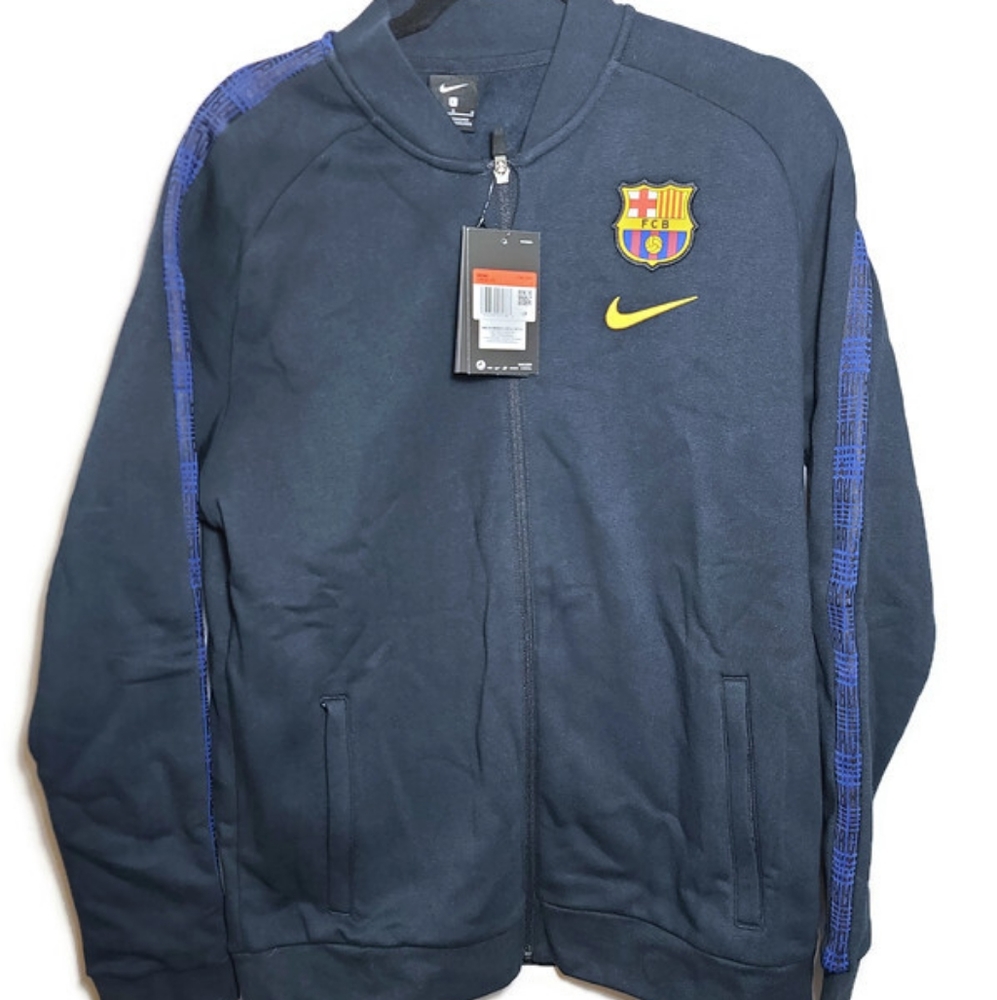 Nike FCB Barcelona Soccer Full Zip Jacket Rare Mens Size Sm CI9528-475 Navy Blue